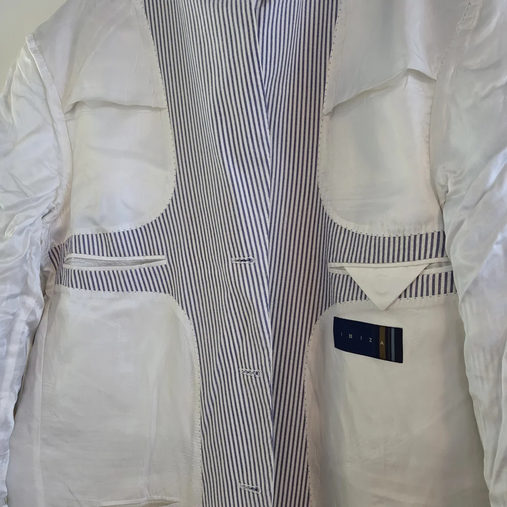 Men's Ibiza Striped Navy Seersucker Blazer - Picture 10 of 12